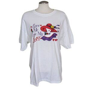 Red Hat Society Graphic Tee T Shirt Womens Size XL White Love Me Love My Hat